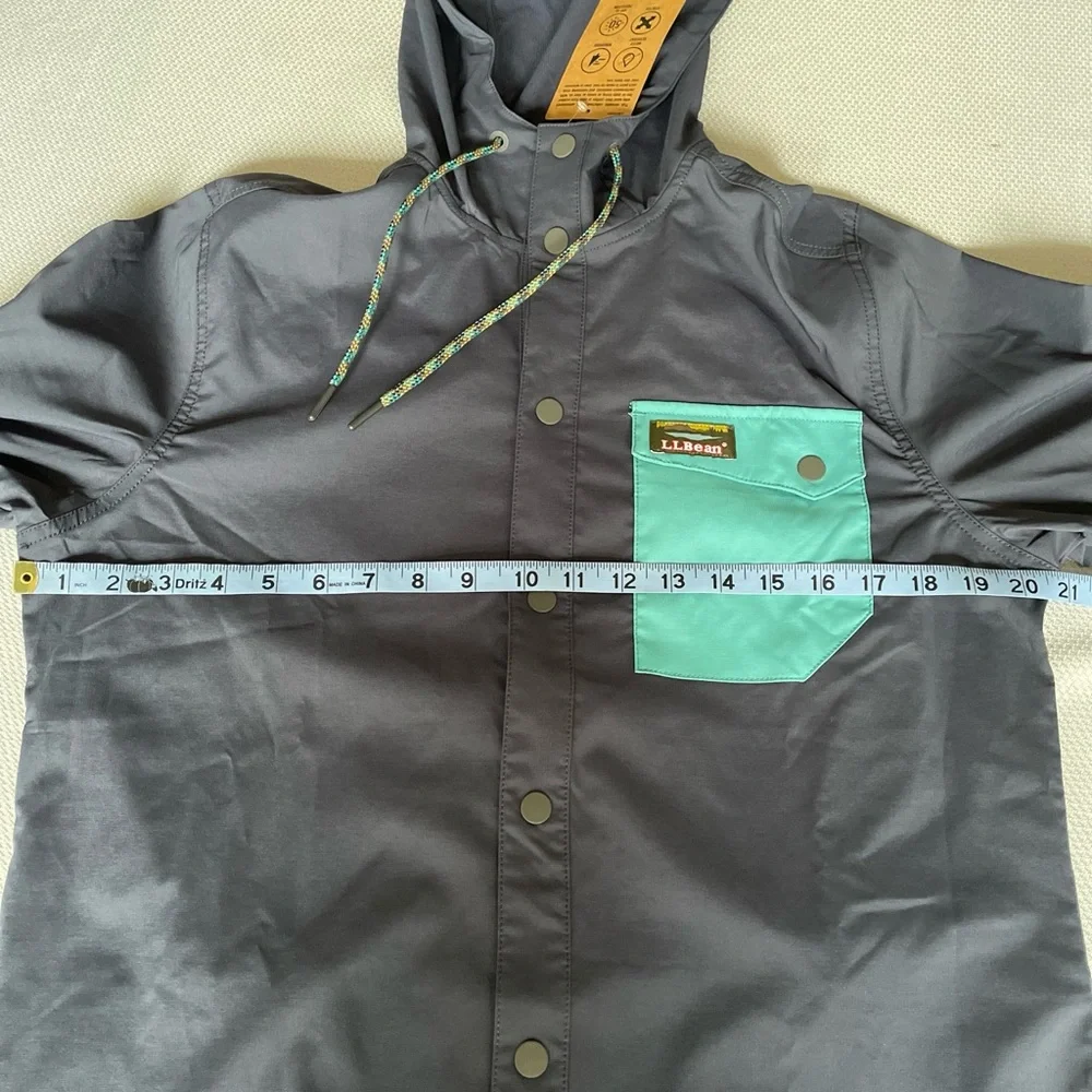 New L.L. Bean Men’s Navy Hooded Wind Shirt Size Small - Picture 5 of 9